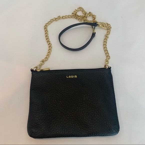 LODIS Emily Crossbody bag five in one convertible black leather with chain strap - Picture 1 of 11